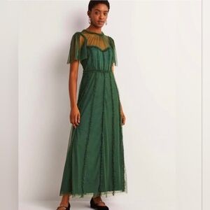 Boden Tulle Maxi Ruffle Party Dress, Green